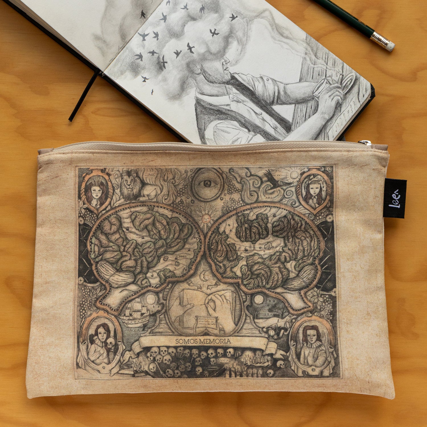 Portaútiles Ilustrado Mapa Cerebro By Leen