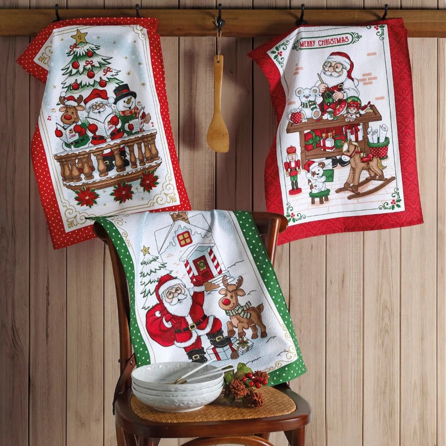 Juego x3 secadores navideños Papá Noél