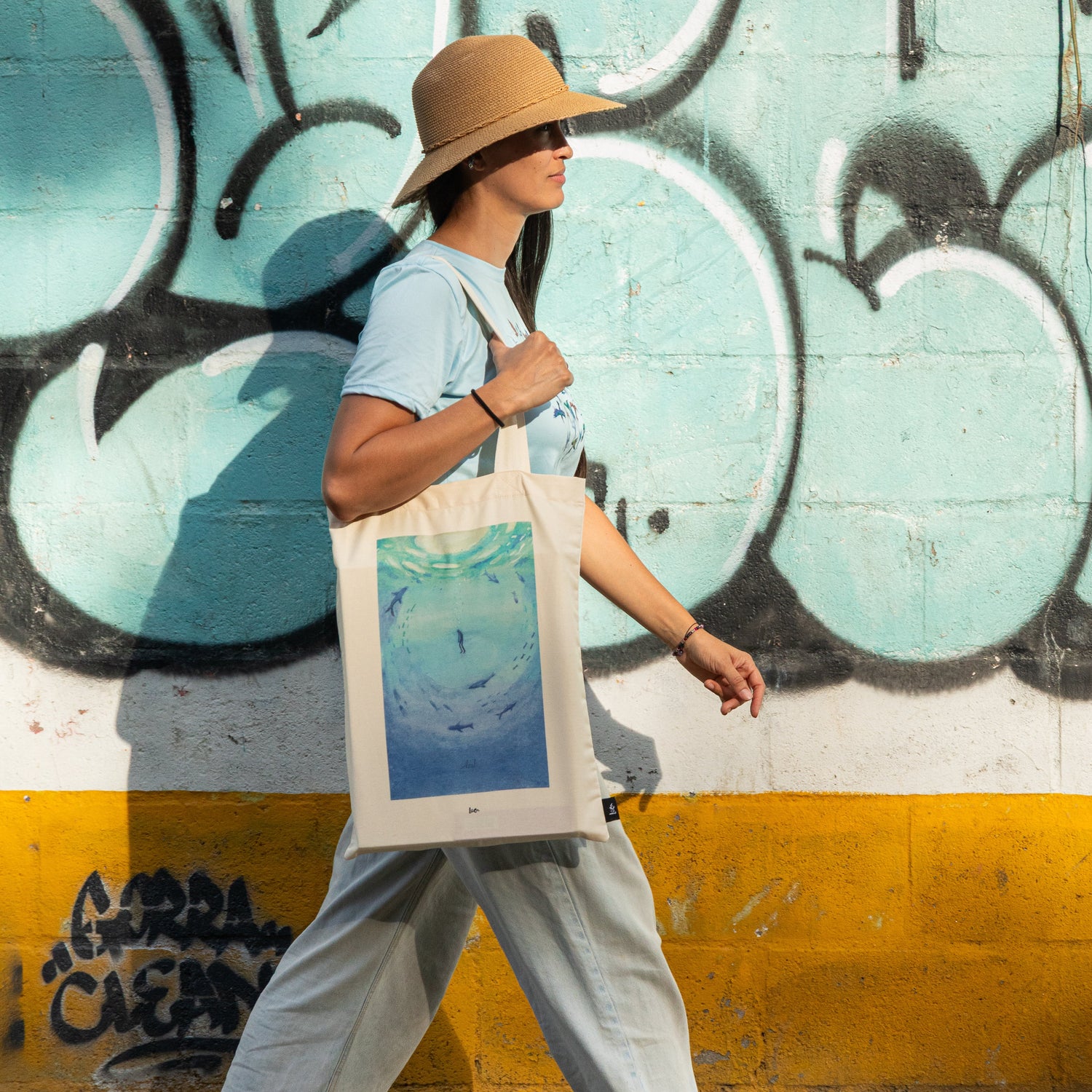 Tote Bag Ilustrada Azul By Leen