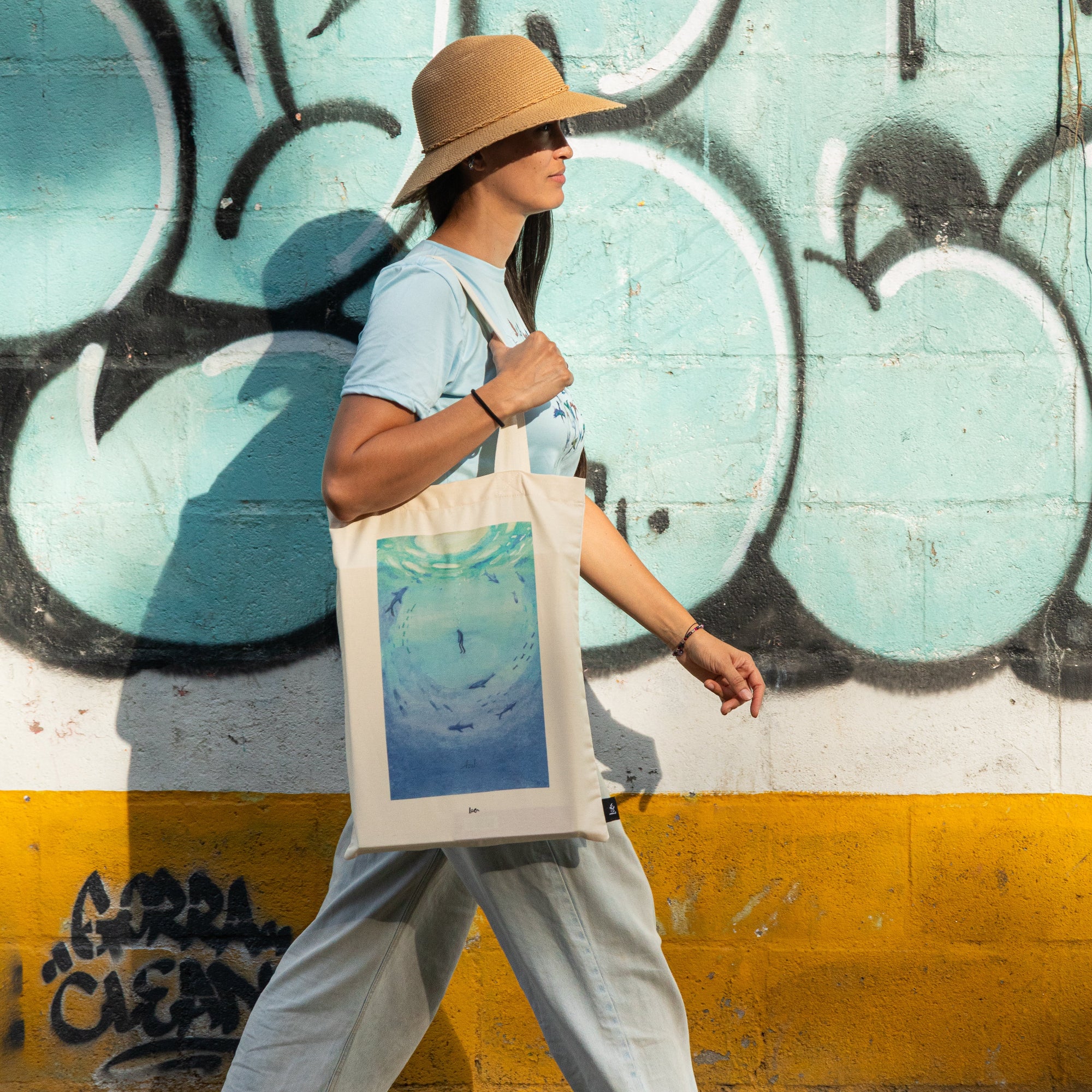 Tote Bag Ilustrada Azul By Leen