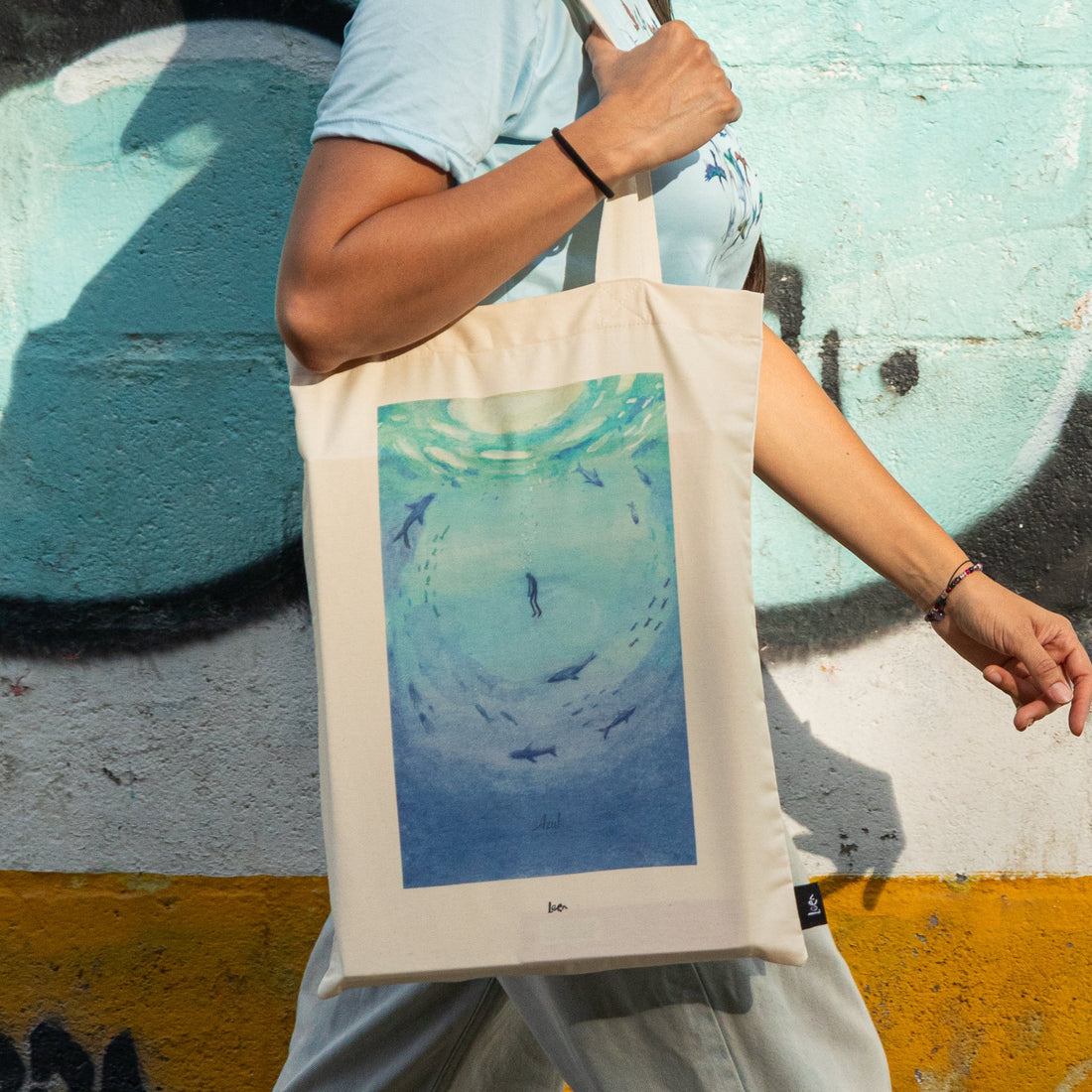 Tote Bag Ilustrada Azul By Leen
