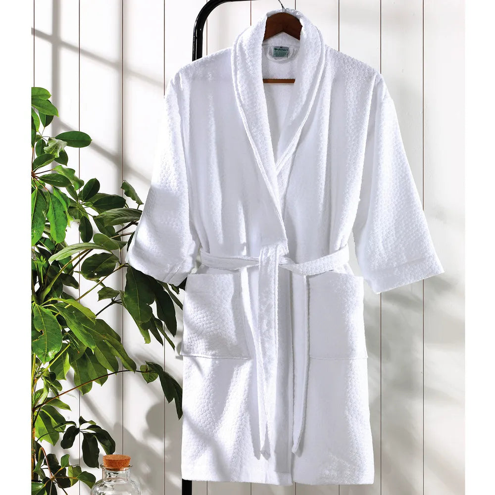 Bata de baño Perola 100% algodón. Ultra suave. Color Blanco.