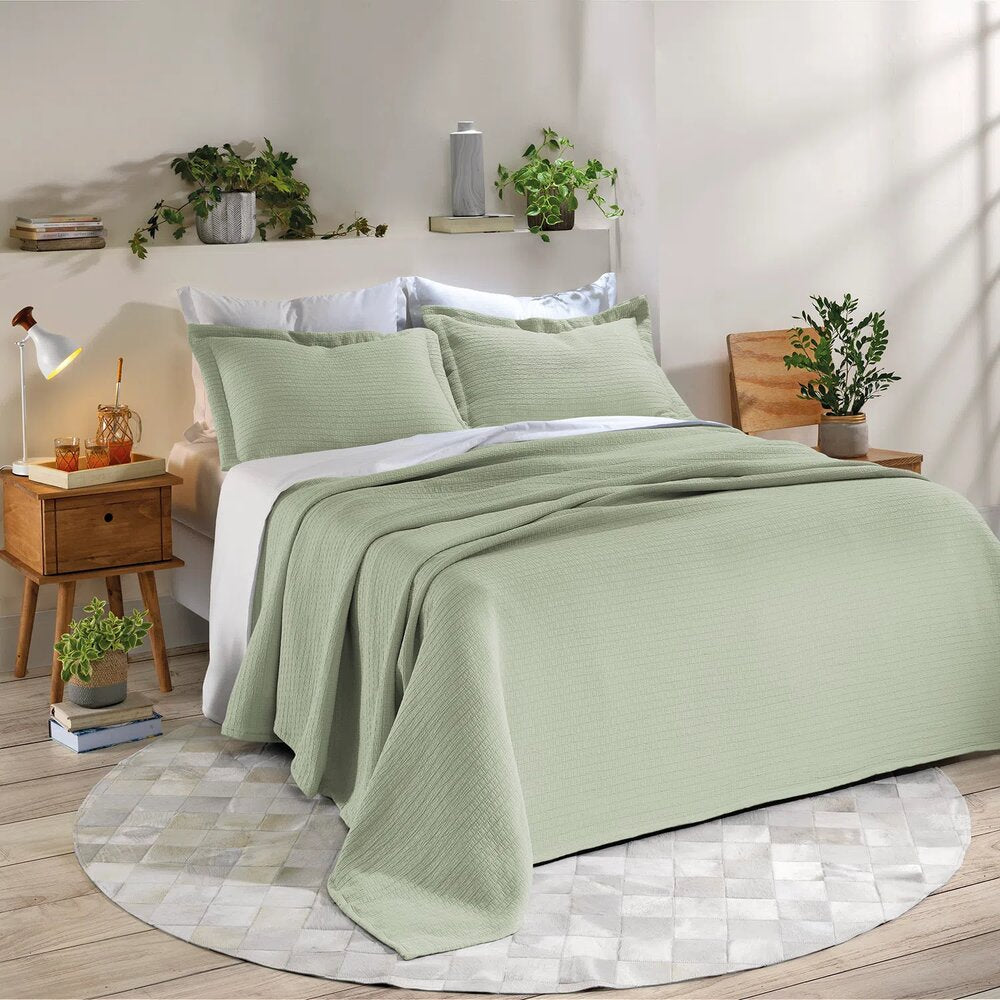 Juego de colcha en jacquard Londres color Verde Menta