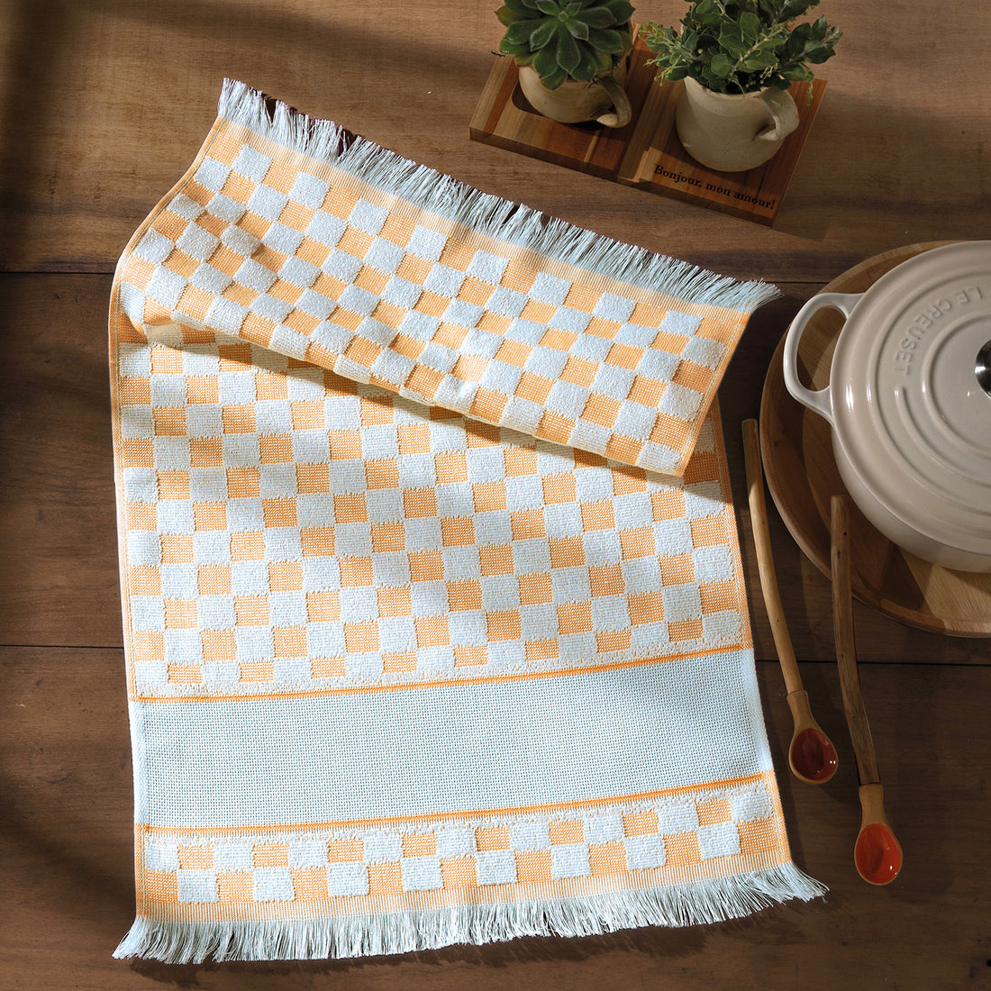 Paño de cocina para bordar Verona Naranja