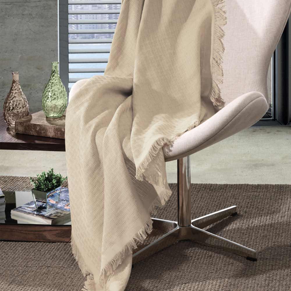 Manta tejida Marroco 100% algodón color beige