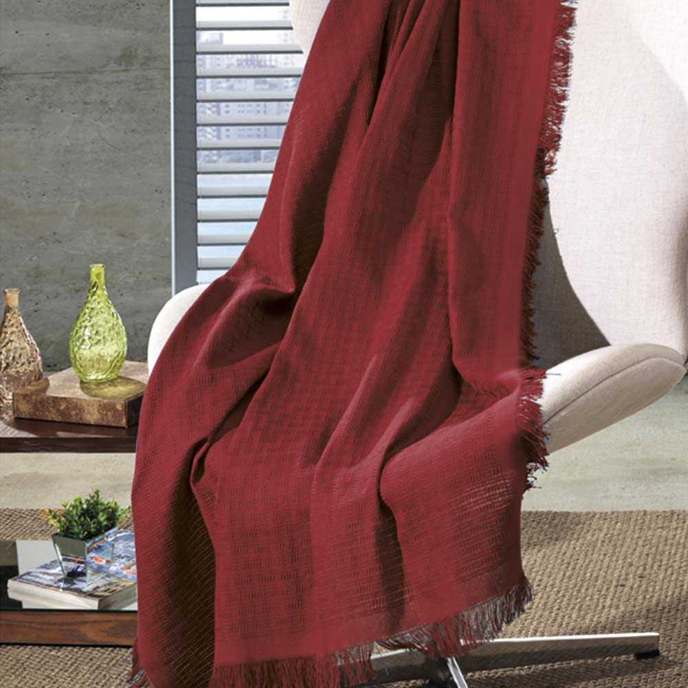 Manta tejida Marroco 100% algodón color rojo