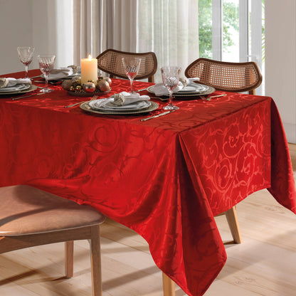 Mantel decorativo navideño en jacquard rojo