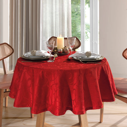 Mantel decorativo navideño en jacquard rojo