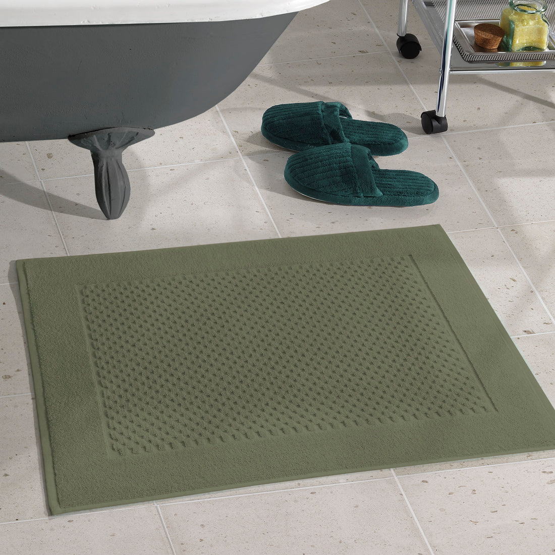 Tapete para baño Prime 100% algodón Verde