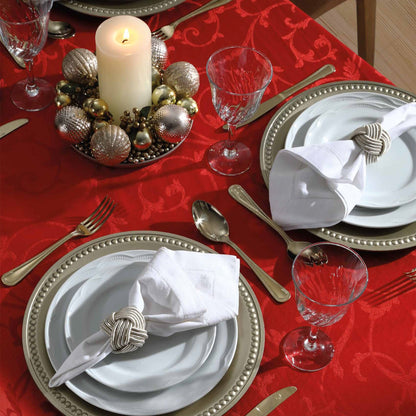 Mantel decorativo navideño en jacquard rojo