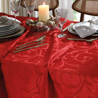 Mantel decorativo navideño en jacquard rojo