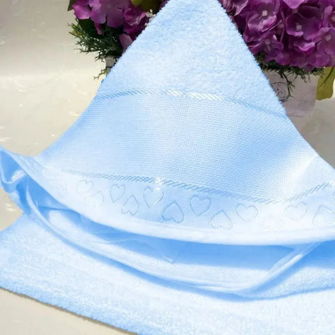 Capucha toalla de bebé para bordar Baby Love 100% algodón Azul
